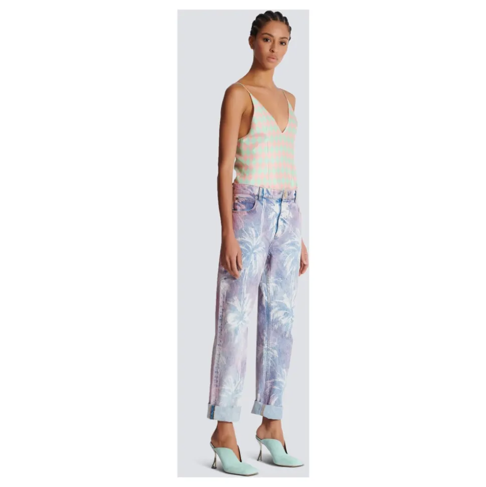 Palm Tree Denim Boyfriend Jeans