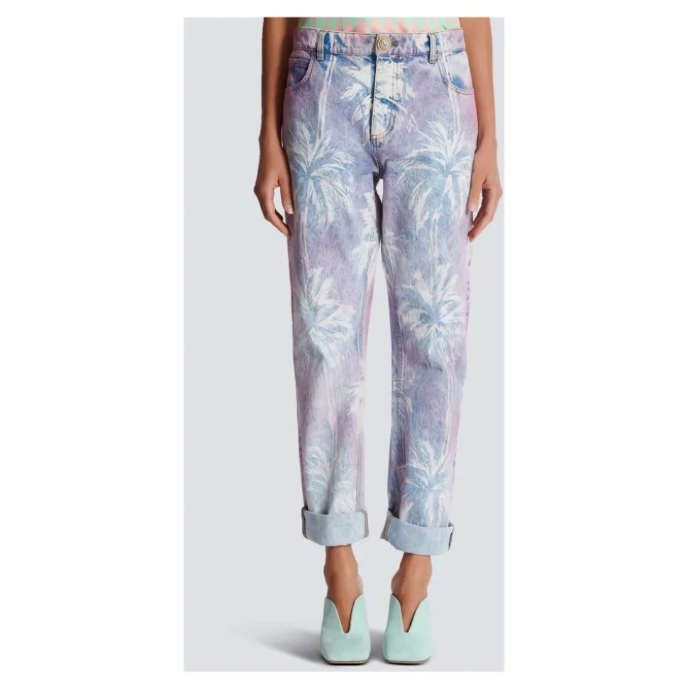 Palm Tree Denim Boyfriend Jeans