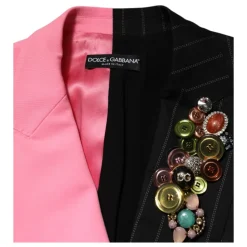 Patchwork Einreiher-Jacke