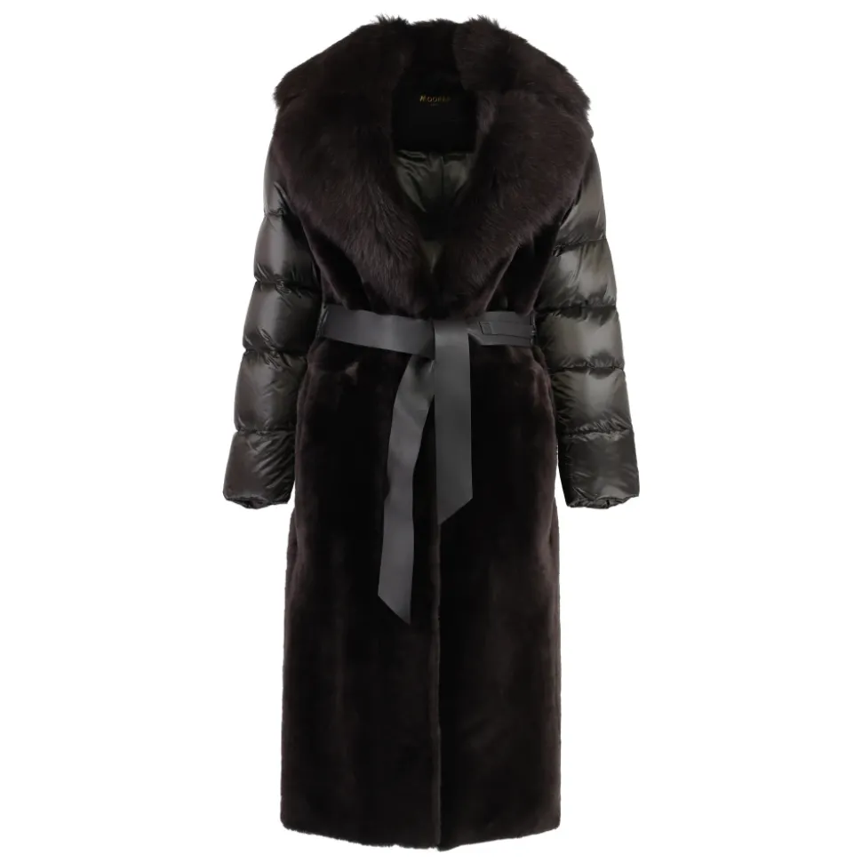 Pelz- und Lederjacke mit Polsterung