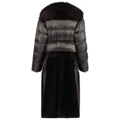 Pelz- und Lederjacke mit Polsterung