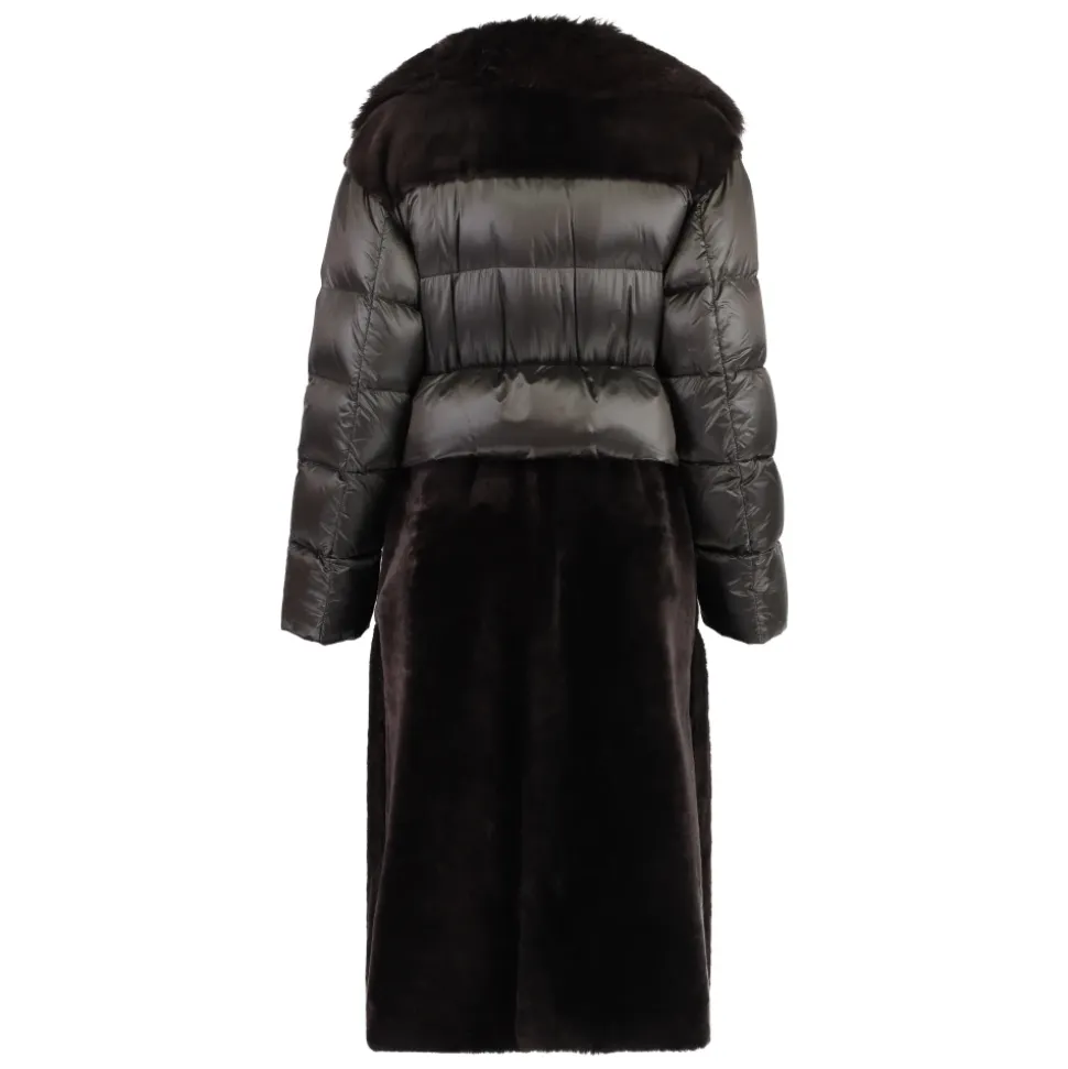 Pelz- und Lederjacke mit Polsterung