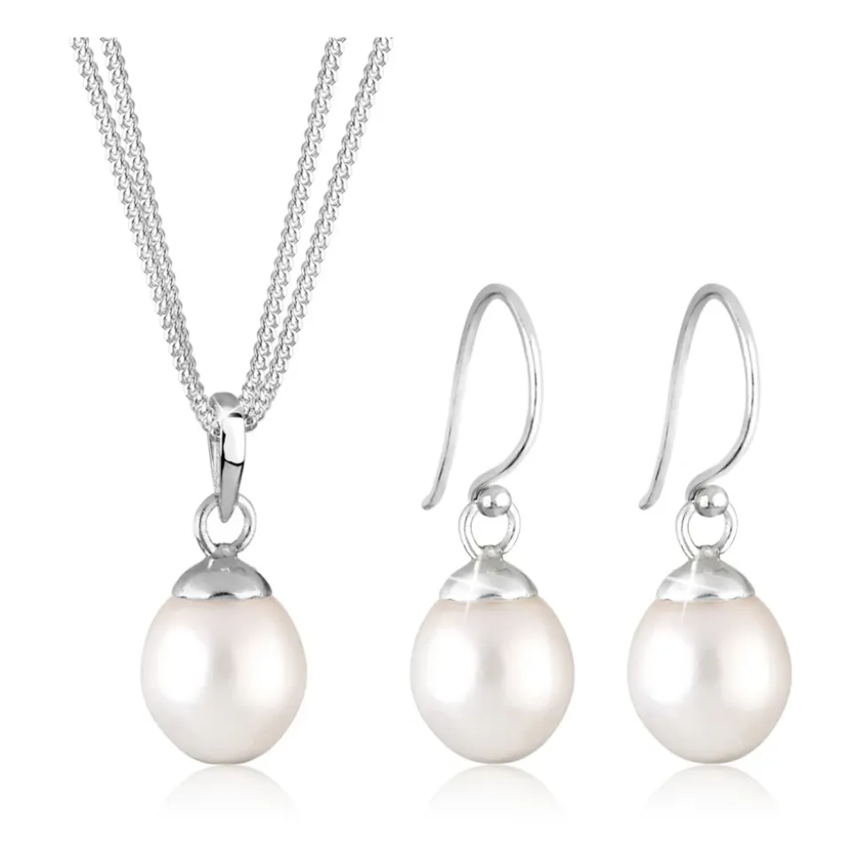 Perlenkette und Ohrring-Set