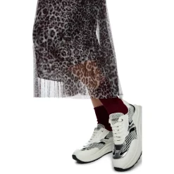 Plissee-Rock mit Leo Print