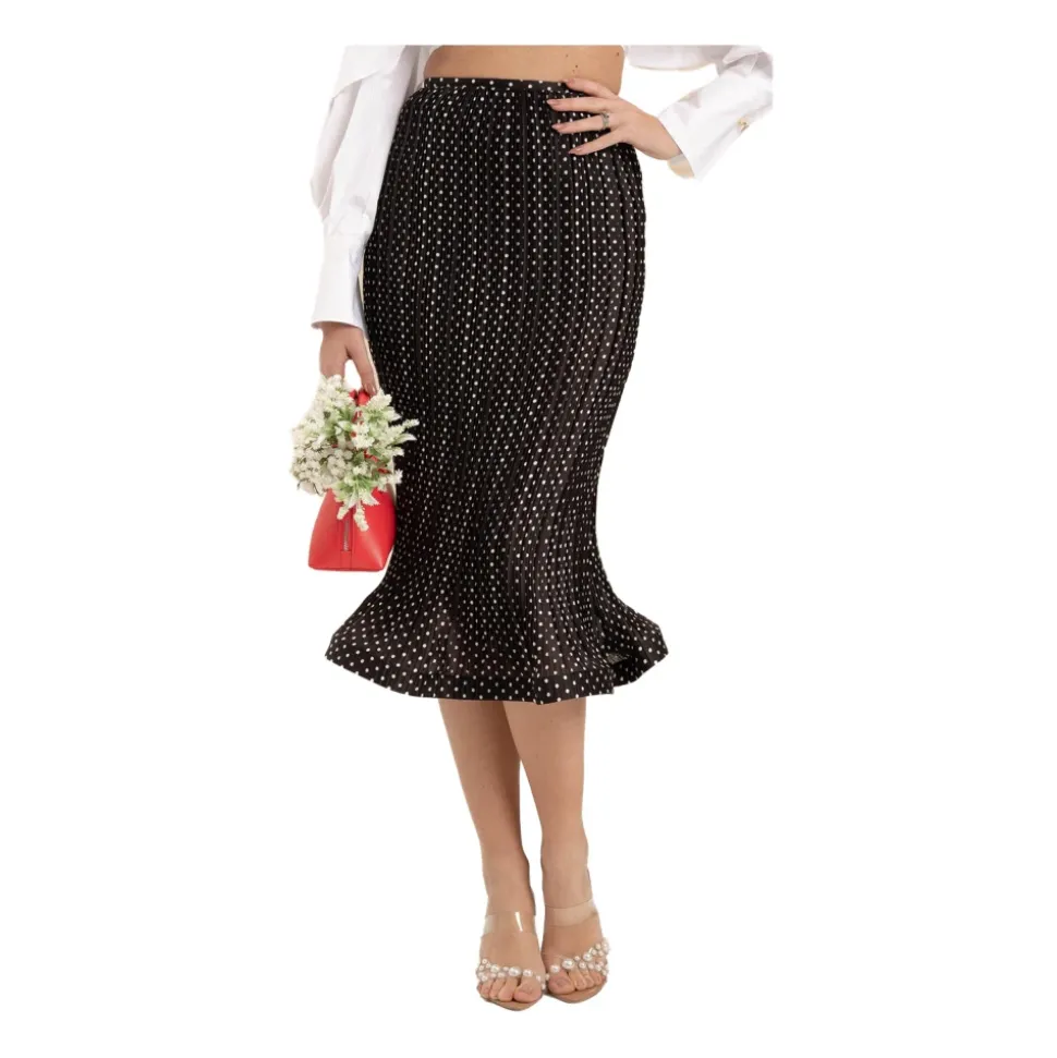 Plissierter Polka Dot Midirock