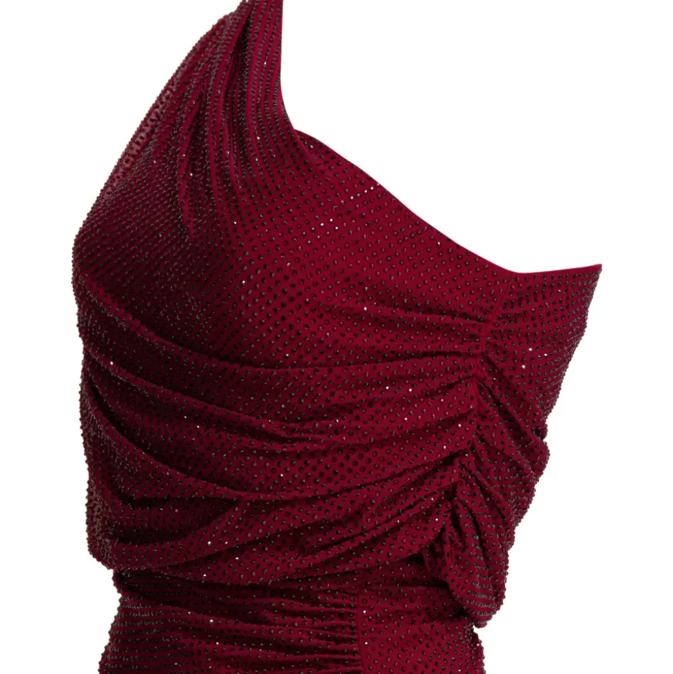 Rhinestone Drape Midi Dress