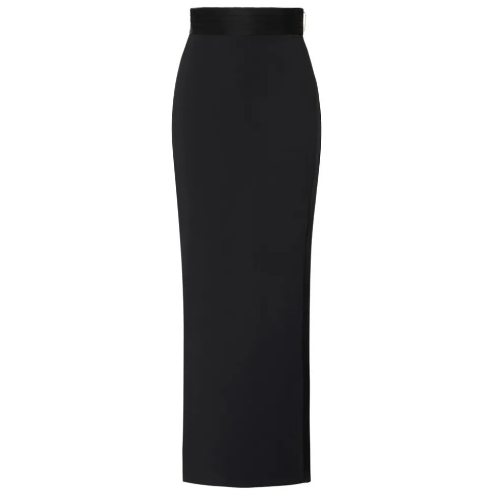 Rock mit Tuxedo-Details aus leichtem Crêpe-Stoff