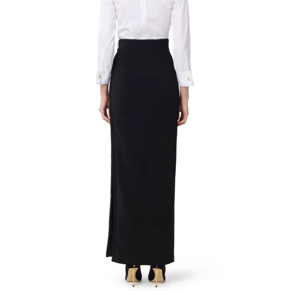 Rock mit Tuxedo-Details aus leichtem Crêpe-Stoff