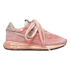 Rosa Leder Sneakers mit US-Flaggenlogo