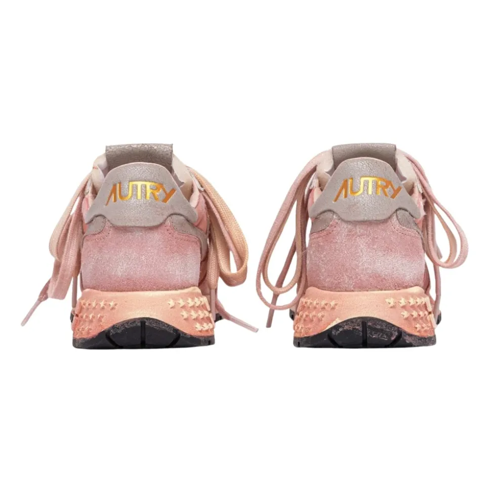 Rosa Leder Sneakers mit US-Flaggenlogo