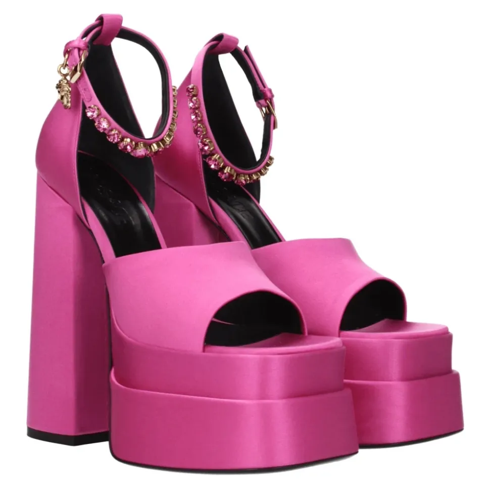 Rosa Satin Strass Sandalen