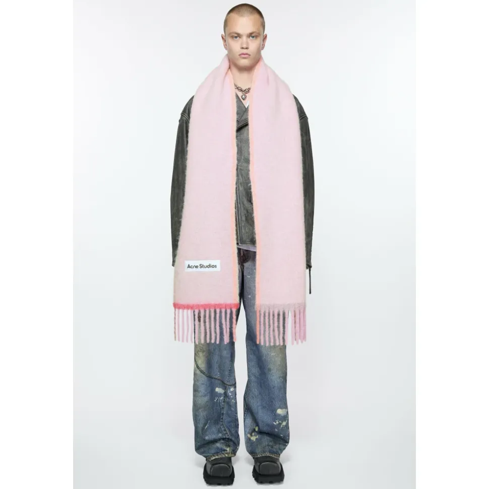Rosa Wolle Mohair Schmaler Schal