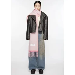 Rosa Wolle Mohair Schmaler Schal