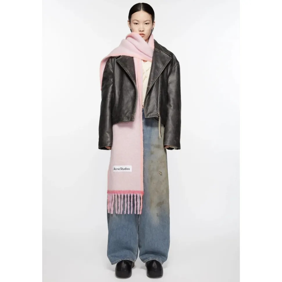 Rosa Wolle Mohair Schmaler Schal