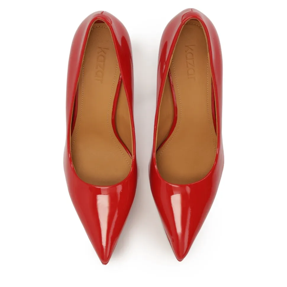 Rote lackierte Plateaupumps