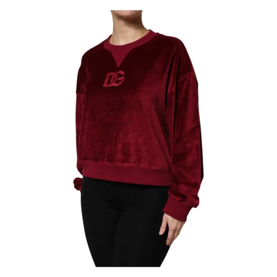 Roter Samt Logo Sweatshirt