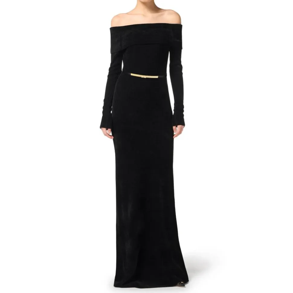 Roter Teppich Chenille Kleid mit Gürtel