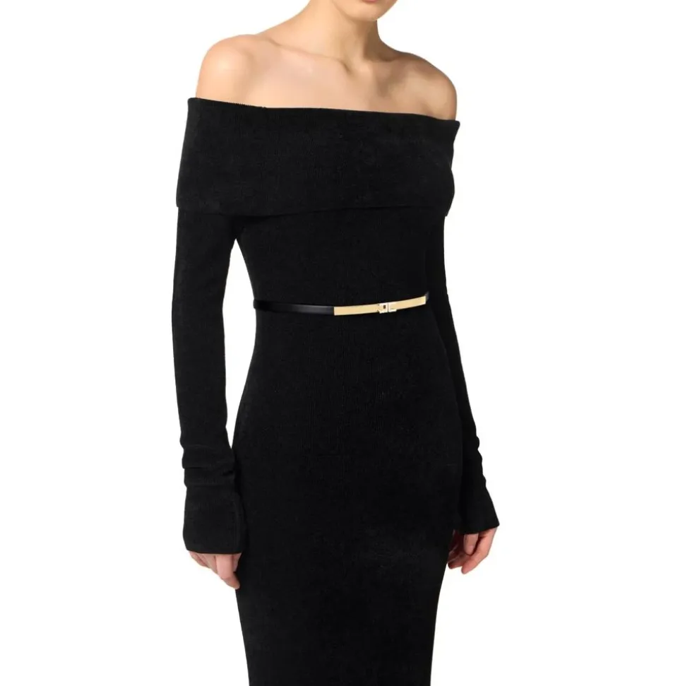 Roter Teppich Chenille Kleid mit Gürtel