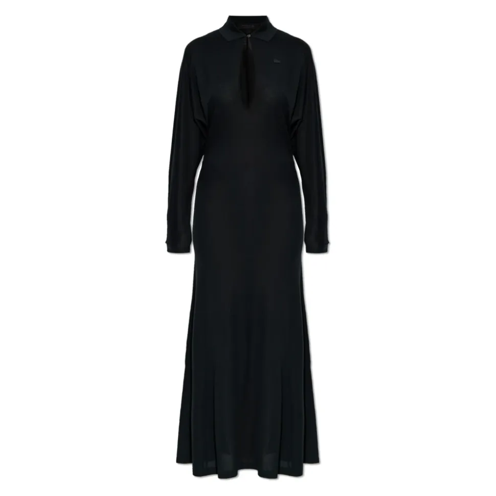 Runway Polo Kragen Seiden-Maxikleid
