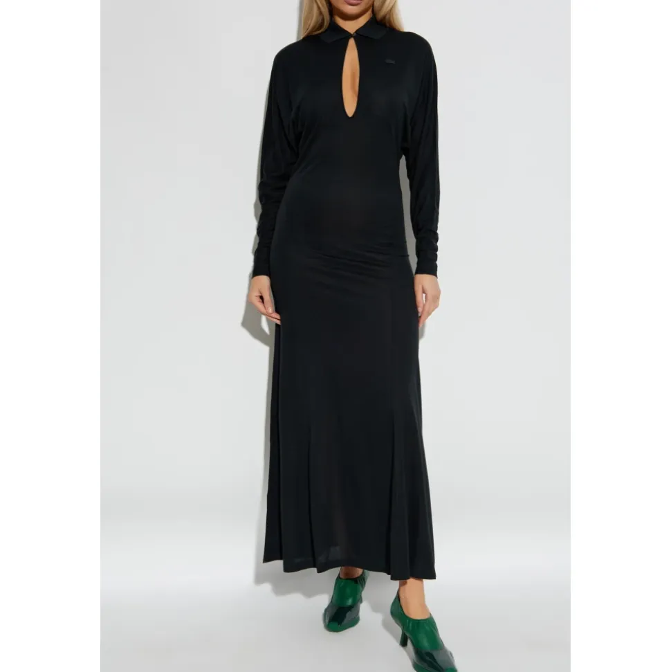 Runway Polo Kragen Seiden-Maxikleid