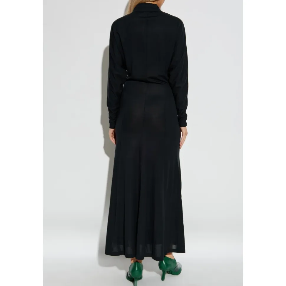 Runway Polo Kragen Seiden-Maxikleid