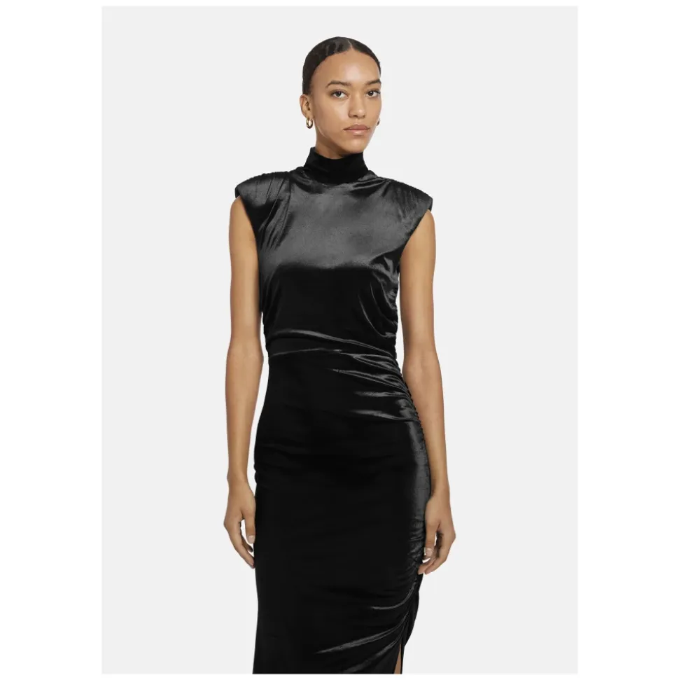 Samt Maxikleid mit Turtleneck