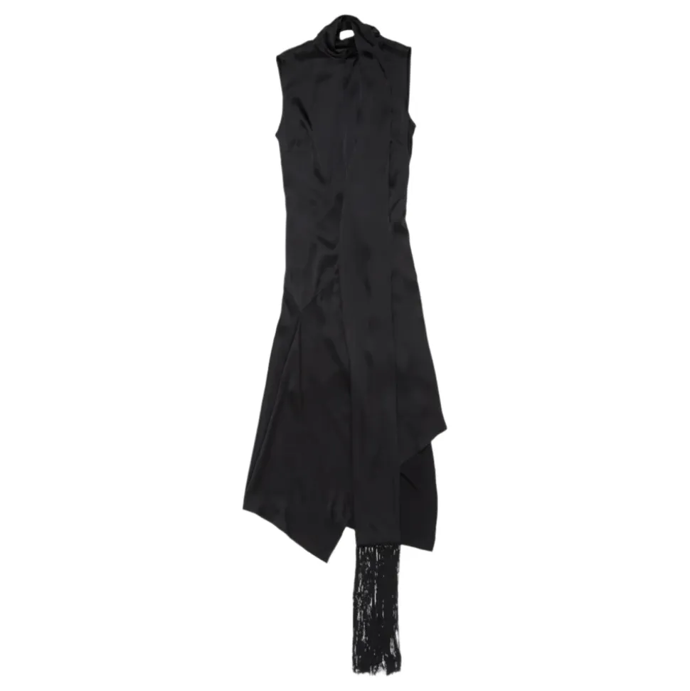 Satin Kleid mit Asymmetrischem Saum