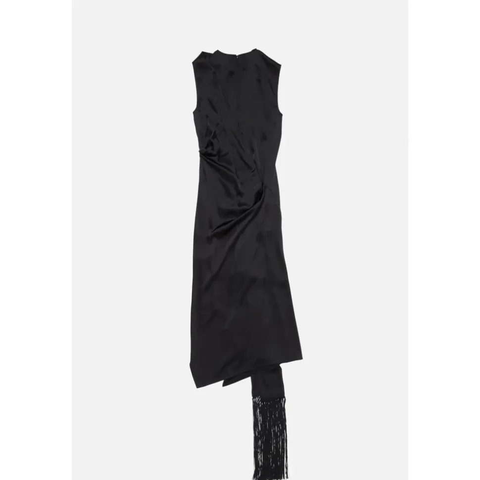 Satin Kleid mit Asymmetrischem Saum
