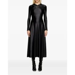 Satin Twist-Neck A-Linien Kleid