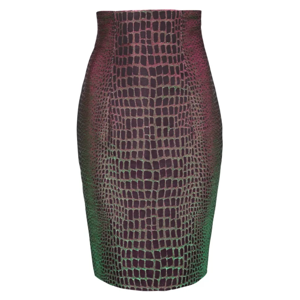 Schillernder Croco-Jacquard-Rock