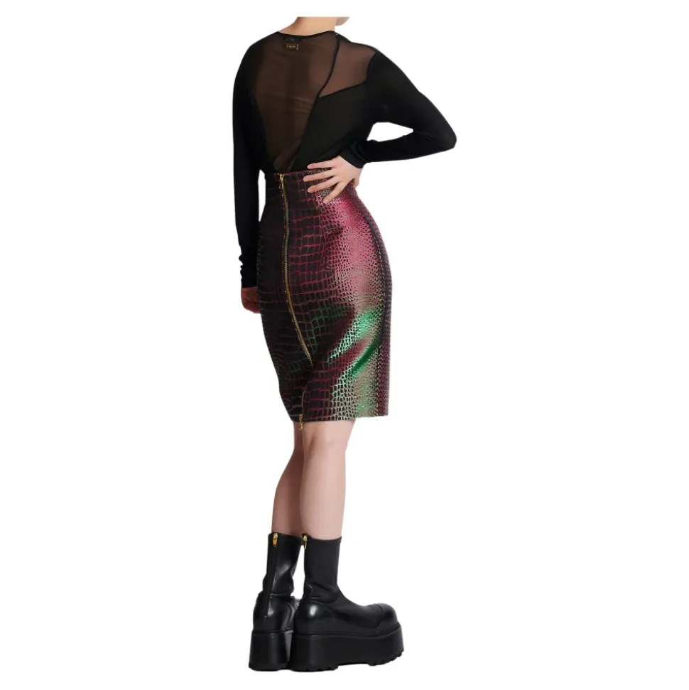 Schillernder Croco-Jacquard-Rock