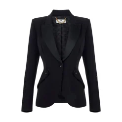 Schmale Passform Crepe Blazer mit Tuxedo Details