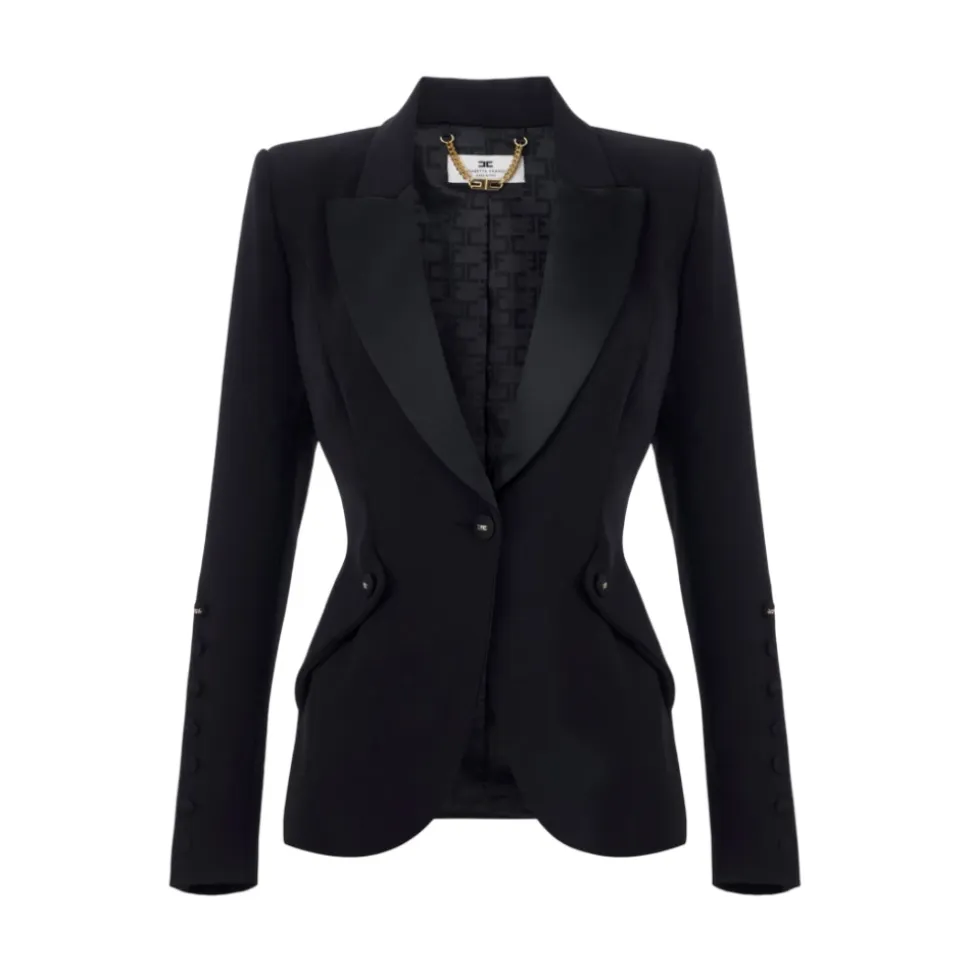 Schmale Passform Crepe Blazer mit Tuxedo Details