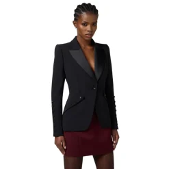 Schmale Passform Crepe Blazer mit Tuxedo Details