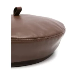 Schokoladenbrauner Lederflachkronenhut