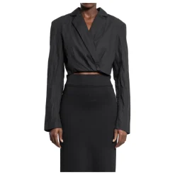 Schwarze Baumwolljacke mit Metalleffekt