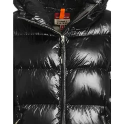 Schwarze Daunenjacke mit Kapuze