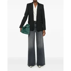 Schwarze Denim-Wide-Leg-Jeans