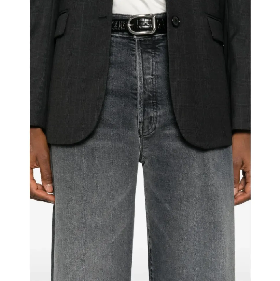 Schwarze Denim-Wide-Leg-Jeans