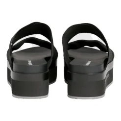 Schwarze Flache Sandale Webbing