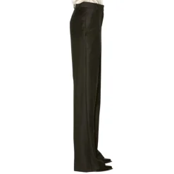 Schwarze Gerade Weite Bein Woll-Kaschmir Hose