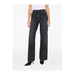 Schwarze Gewaschene Panel Jeans