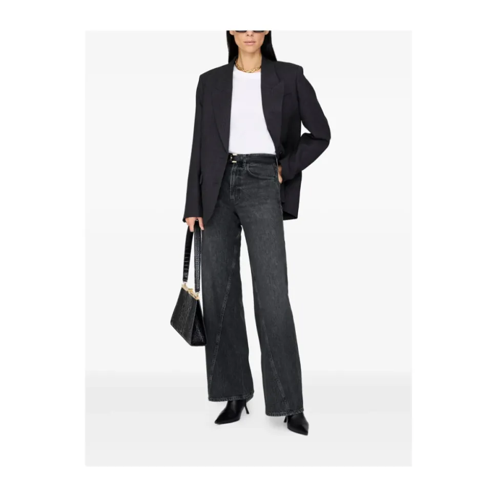 Schwarze Gewaschene Panel Jeans