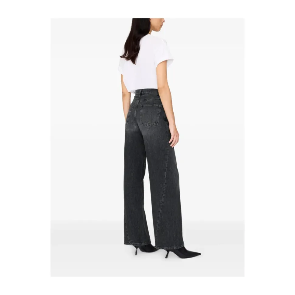 Schwarze Gewaschene Panel Jeans