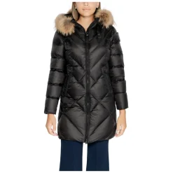 Schwarze Kapuzen-Zip-Jacke für Frauen