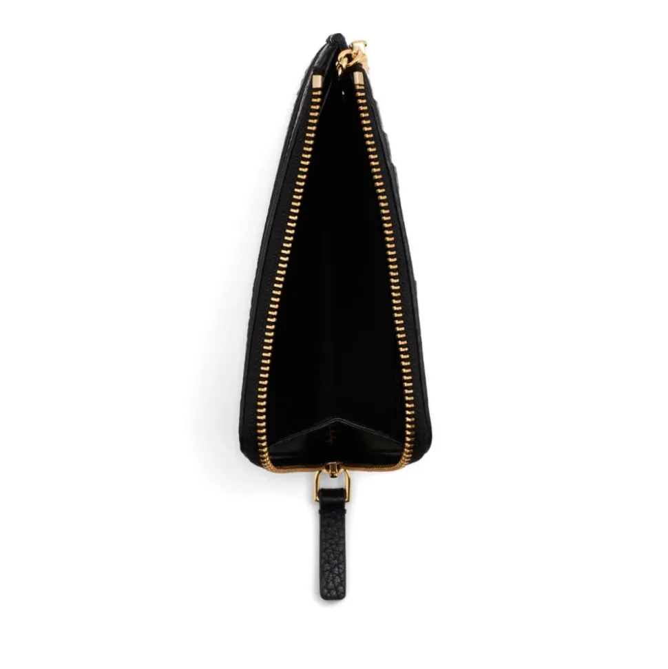 Schwarze Leder Geldbörse Accessoires AW25