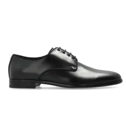 Schwarze Leder Oxford Schuhe Mandel Zehe