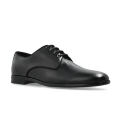 Schwarze Leder Oxford Schuhe Mandel Zehe