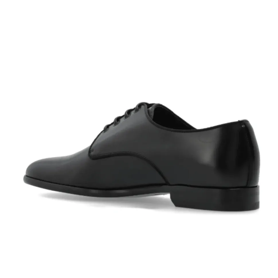 Schwarze Leder Oxford Schuhe Mandel Zehe