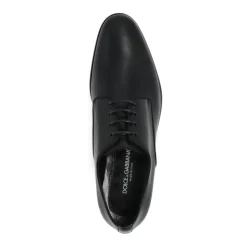 Schwarze Leder Oxford Schuhe Mandel Zehe